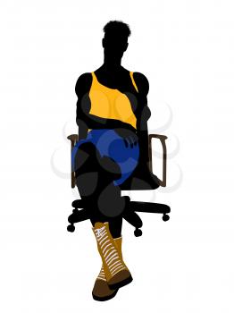 Royalty Free Clipart Image of a Basketball Player in a Chair