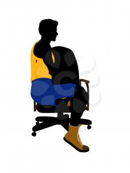 Royalty Free Clipart Image of a Basketball Player in a Chair