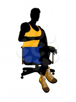 Royalty Free Clipart Image of a Basketball Player in a Chair