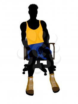 Royalty Free Clipart Image of a Basketball Player in a Chair