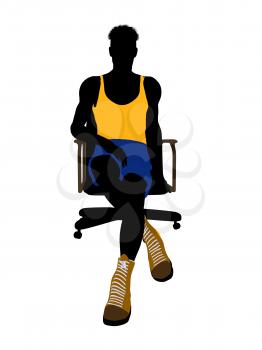 Royalty Free Clipart Image of a Basketball Player in a Chair