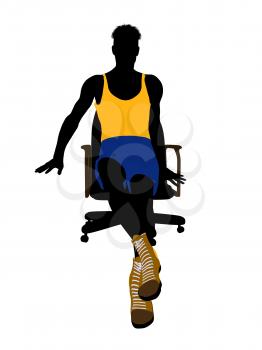 Royalty Free Clipart Image of a Basketball Player in a Chair