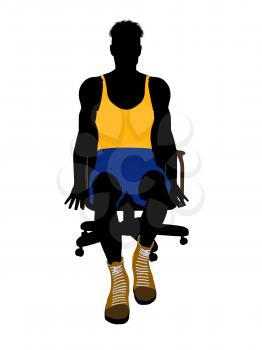 Royalty Free Clipart Image of a Basketball Player in a Chair