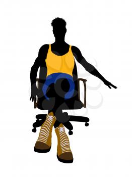 Royalty Free Clipart Image of a Basketball Player in a Chair