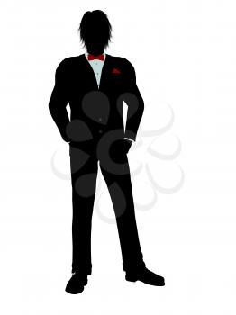 Royalty Free Clipart Image of a Man in a Tuxedo