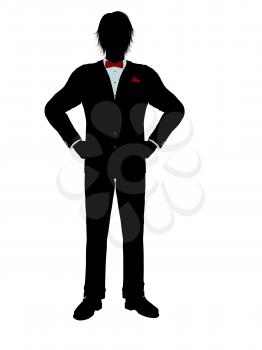 Royalty Free Clipart Image of a Man in a Tuxedo