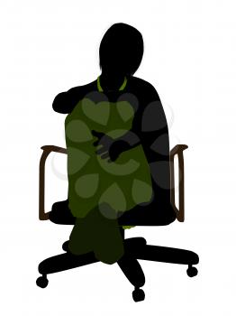 Royalty Free Clipart Image of a Woman in an Office Chair