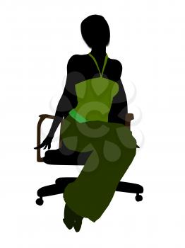 Royalty Free Clipart Image of a Woman in an Office Chair