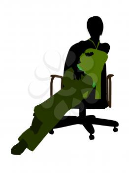 Royalty Free Clipart Image of a Woman in an Office Chair