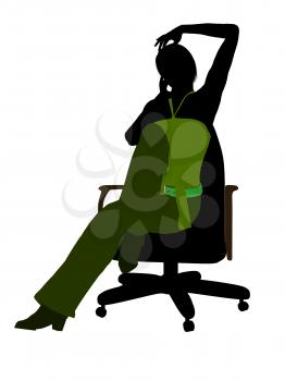 Royalty Free Clipart Image of a Woman in an Office Chair