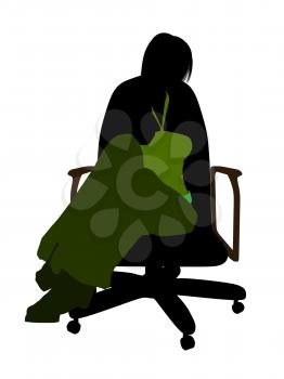 Royalty Free Clipart Image of a Woman in an Office Chair