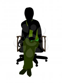 Royalty Free Clipart Image of a Woman in an Office Chair