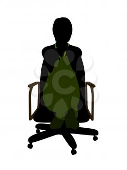 Royalty Free Clipart Image of a Woman in an Office Chair