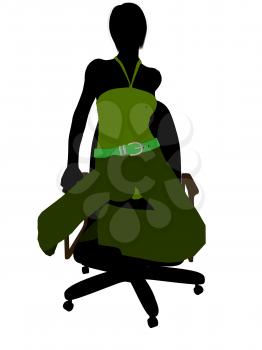 Royalty Free Clipart Image of a Woman in an Office Chair