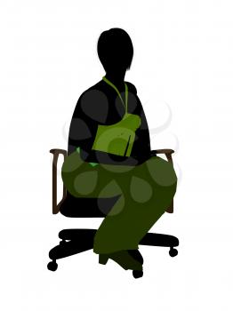 Royalty Free Clipart Image of a Woman in an Office Chair