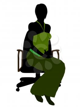 Royalty Free Clipart Image of a Woman in an Office Chair