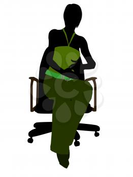 Royalty Free Clipart Image of a Woman in an Office Chair