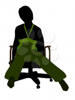 Royalty Free Clipart Image of a Woman in an Office Chair