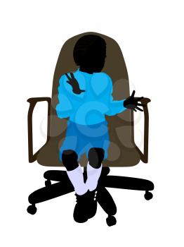 Royalty Free Clipart Image of a Little Boy in a Chair