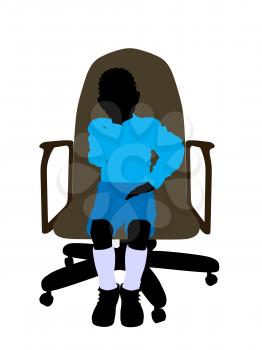 Royalty Free Clipart Image of a Little Boy in a Chair