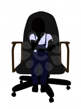 Royalty Free Clipart Image of a Little Boy Sitting in a Chair