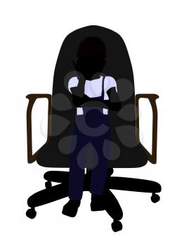 Royalty Free Clipart Image of a Little Boy Sitting in a Chair