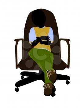 Royalty Free Clipart Image of a Child in a Chair