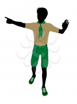 Royalty Free Clipart Image of a Boy Scout Silhouette