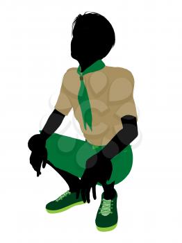 Royalty Free Clipart Image of a Boy Scout Silhouette