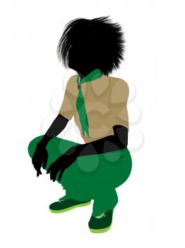 Royalty Free Clipart Image of a Boy Scout Silhouette