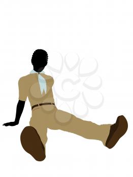 Royalty Free Clipart Image of a Boy Scout Silhouette