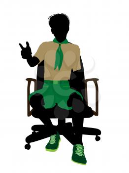 Royalty Free Clipart Image of a Boy Scout in a Chair