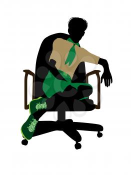 Royalty Free Clipart Image of a Boy Scout in a Chair