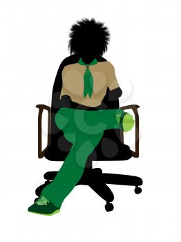 Royalty Free Clipart Image of a Boy Scout in a Chair