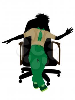 Royalty Free Clipart Image of a Boy Scout in a Chair