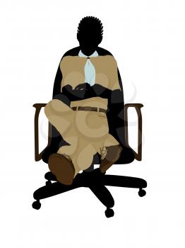 Royalty Free Clipart Image of a Boy Scout in a Chair