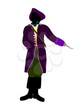 Royalty Free Clipart Image of a Pirate With a Hook Hand