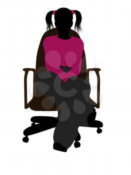 Royalty Free Clipart Image of a Girl in a Chair