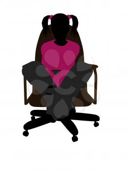 Royalty Free Clipart Image of a Girl in a Chair