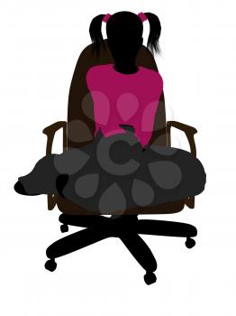 Royalty Free Clipart Image of a Girl in a Chair