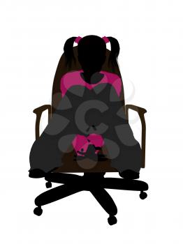 Royalty Free Clipart Image of a Girl in a Chair