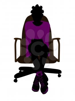 Royalty Free Clipart Image of a Girl in a Chair