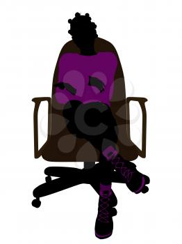 Royalty Free Clipart Image of a Girl in a Chair