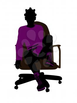 Royalty Free Clipart Image of a Girl in a Chair