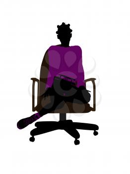 Royalty Free Clipart Image of a Girl in a Chair