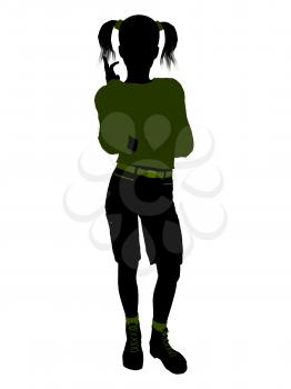 Royalty Free Clipart Image of a Girl Standing