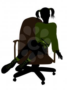 Royalty Free Clipart Image of a Girl in a Chair