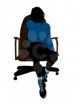 Royalty Free Clipart Image of a Teenage Boy in a Chair
