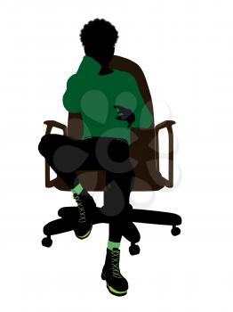 Royalty Free Clipart Image of a Boy Sitting in a Chair