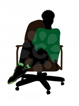 Royalty Free Clipart Image of a Boy Sitting in a Chair